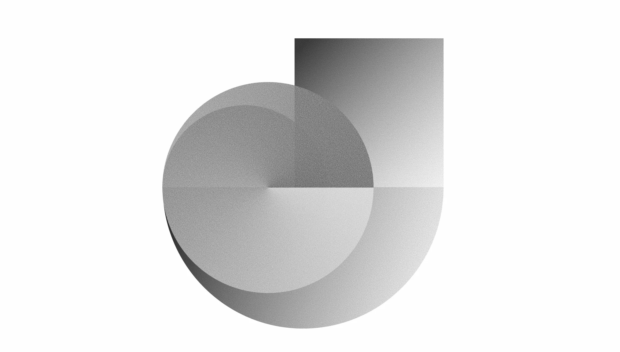 Grayscale abstract composition of an overlapping circle and square