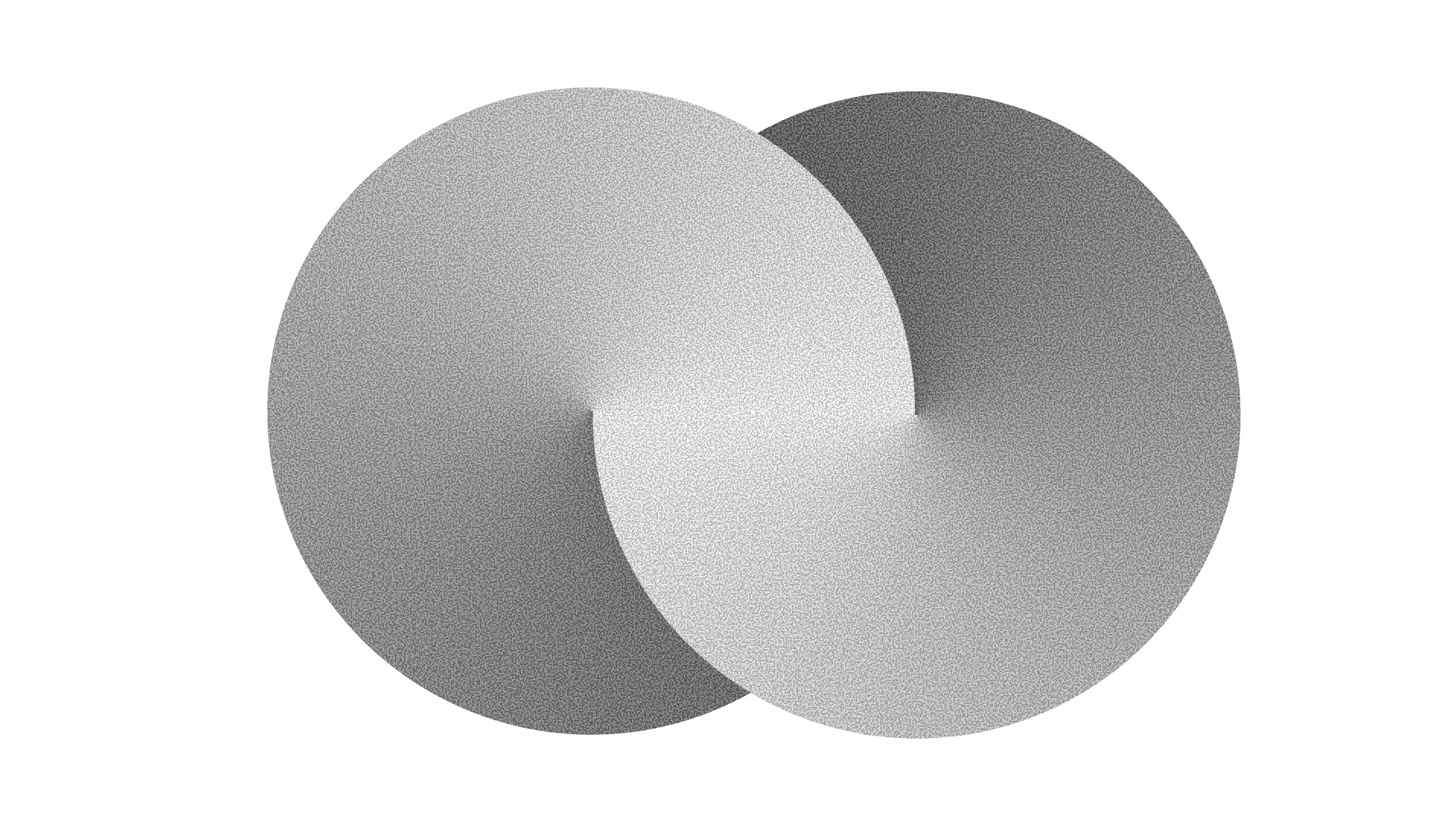 Grayscale abstract composition of two intersecting circles