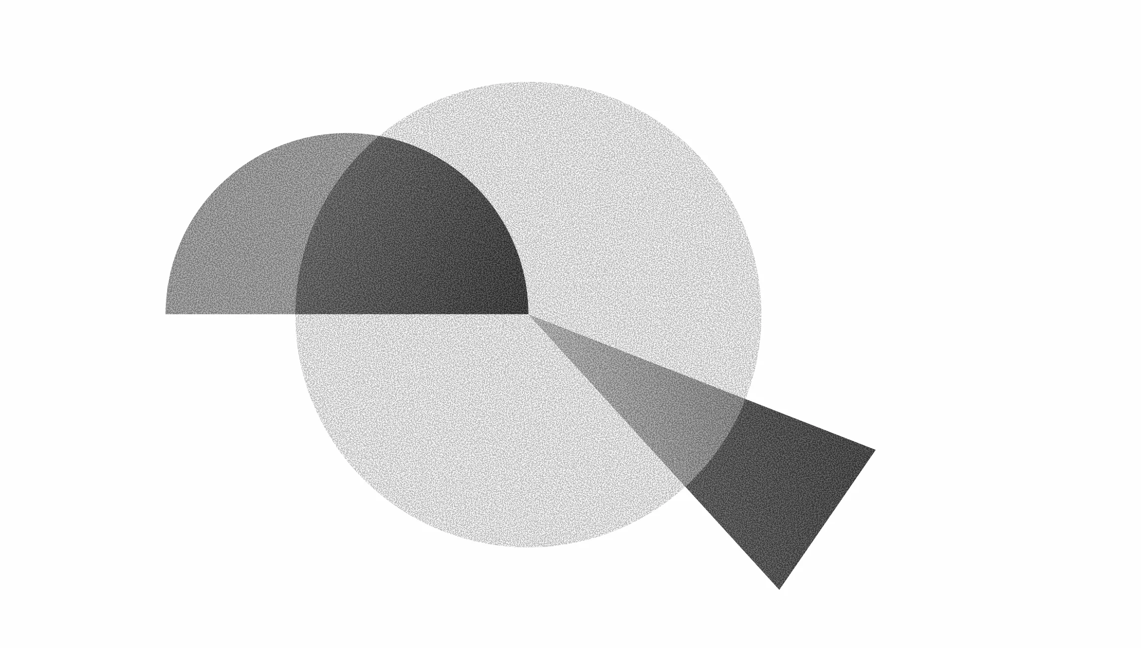 Grayscale abstract composition of a circle, semicircle, and triangle