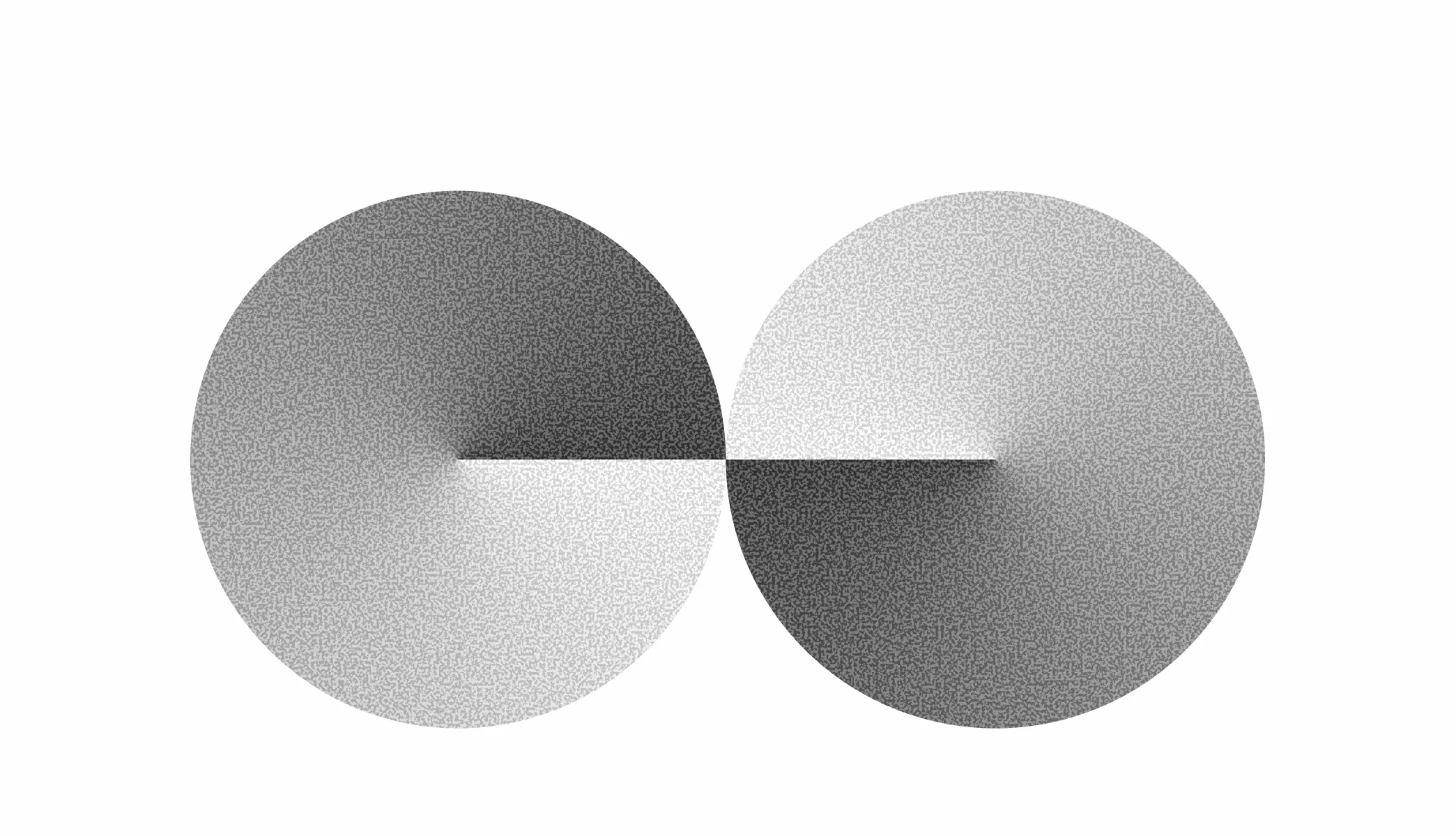 Grayscale abstract composition of two circular forms