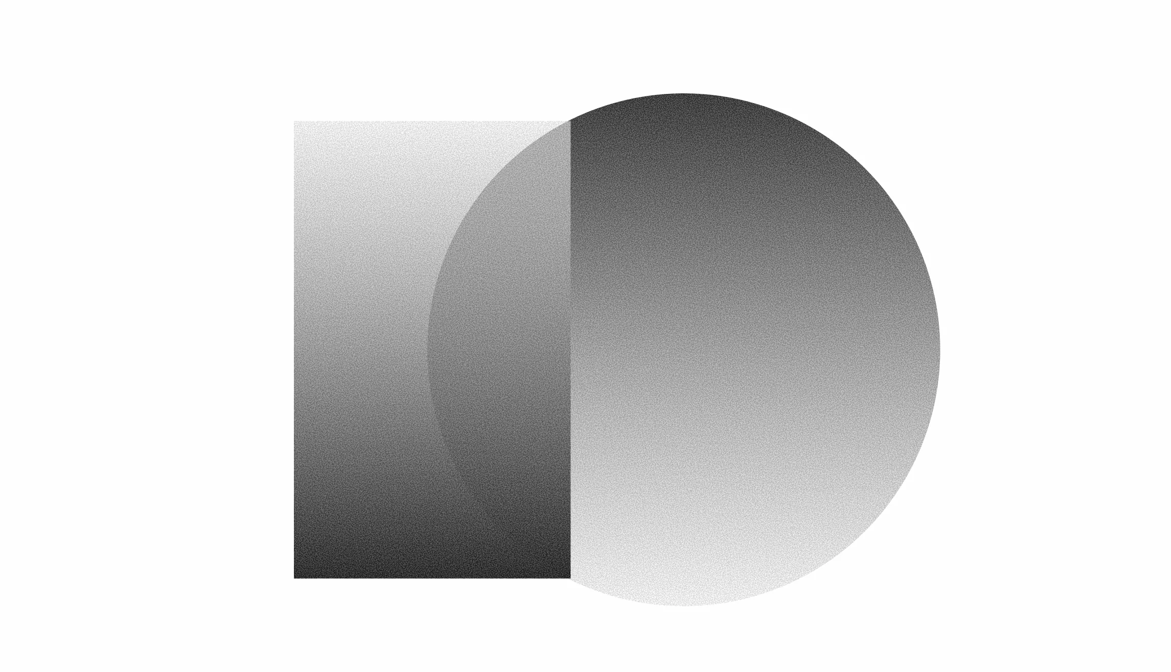 Grayscale abstract composition of an overlapping square and circle